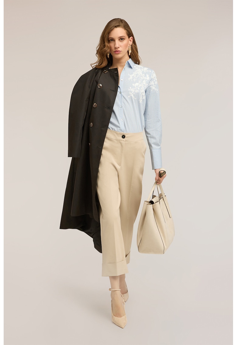 Pantaloni crop drepti - Bej