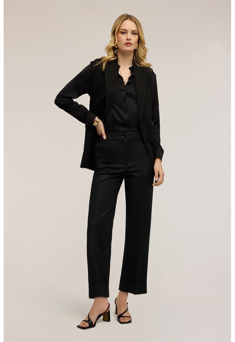 Pantaloni crop drepti - Negru