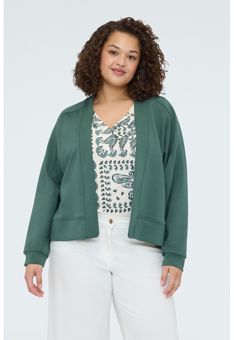 Cardigan din amestec de modal - fara inchidere - Verde aquamarin