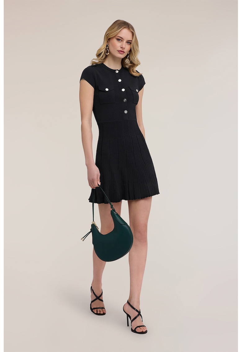 Rochie mini cu maneci scurte - Alb/Negru