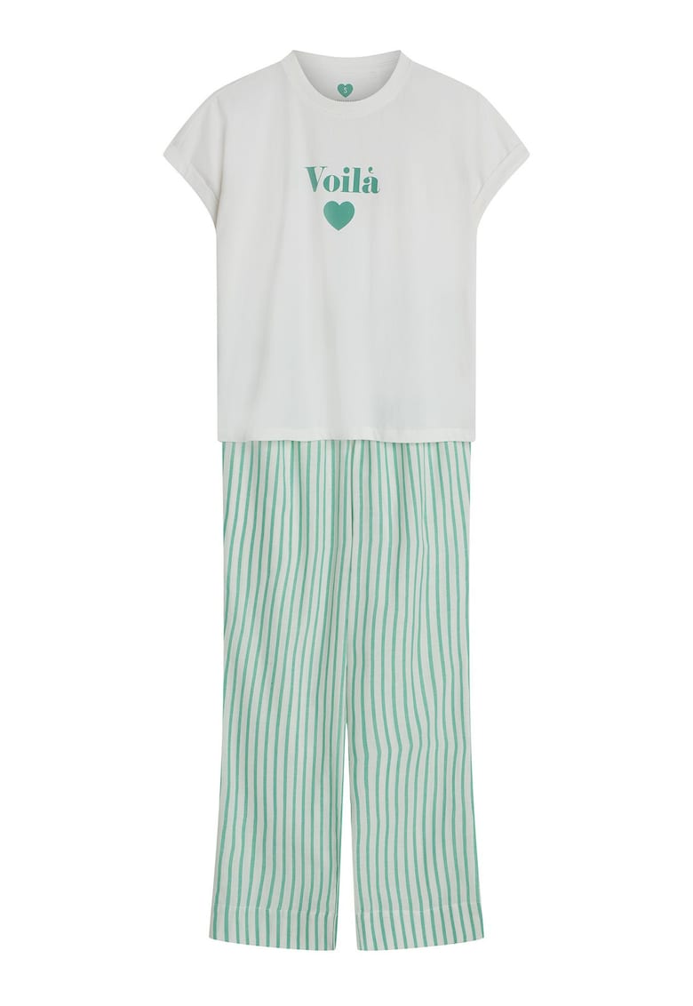 Pijama dama - Alb Crem-Verde - Darlan Hednerson - Uni