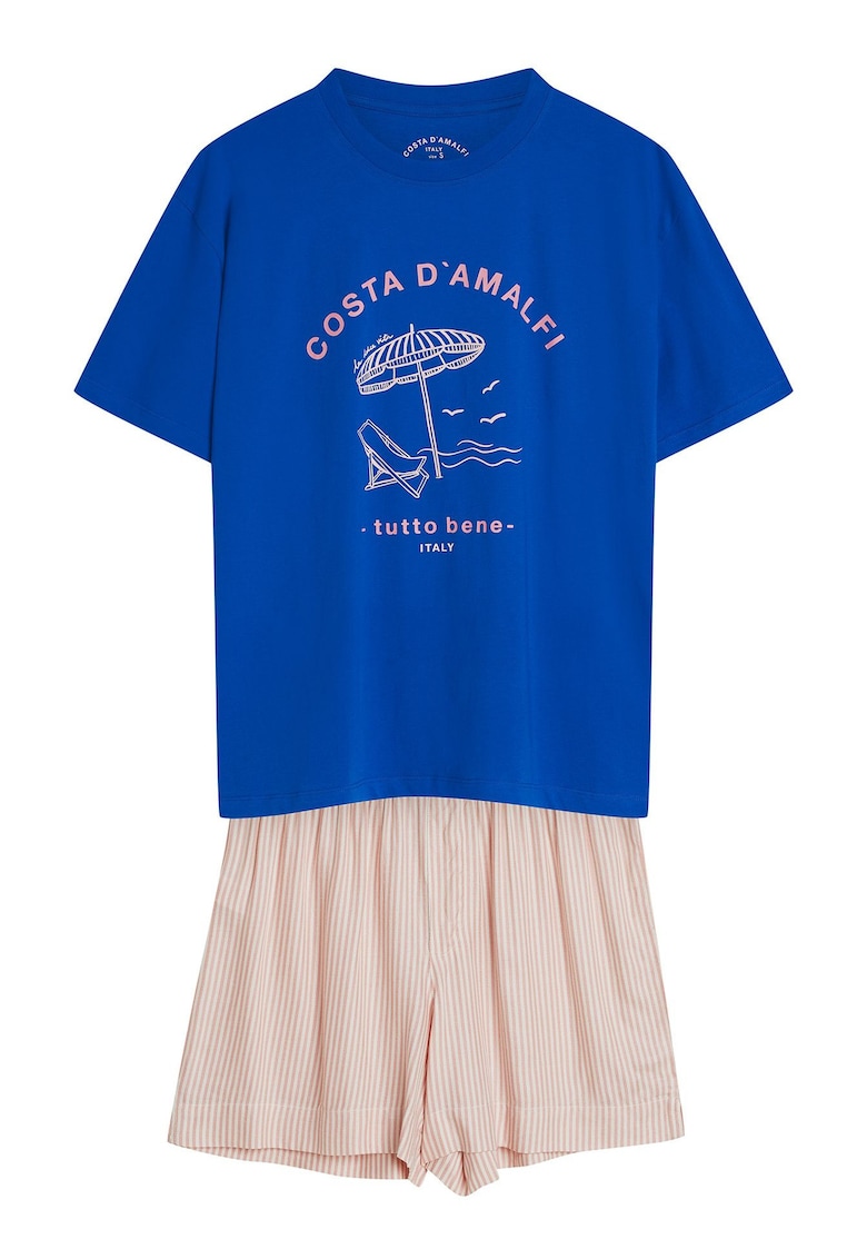 Pijama dama - Edris albastru-roz - Grafic