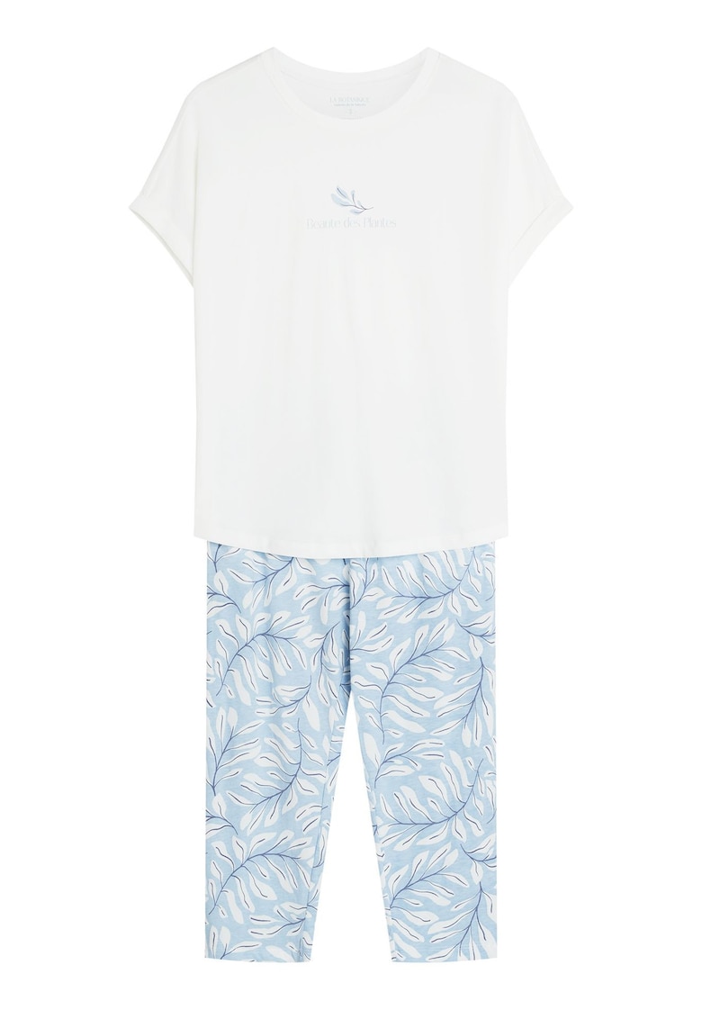 Pijama dama - Alb-albatru deschis - Estes - Floral