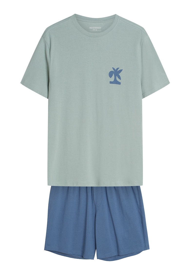 Pijama barbati - Grafic - Verde deschis - Albastru - Break - Verde
