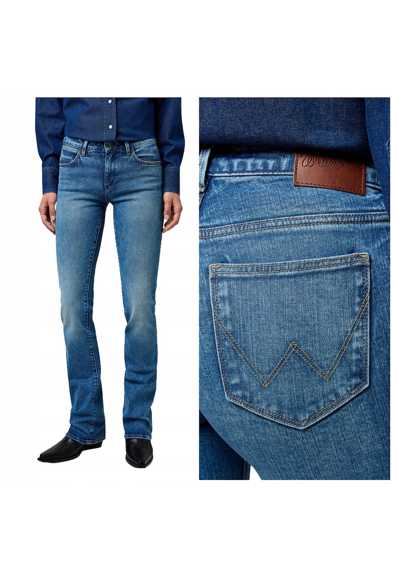 Blugi Dama - Bootcut - Bootcut - Talie Medie - 5 Buzunare - Fermoar - Lungi - Bumbac - Albastru - Albastru