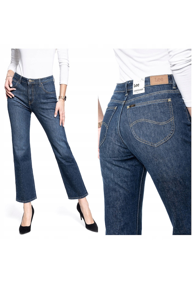 Blugi Dama - Talie Inalta - 5 Buzunare - Fermoar - Lungi - Bumbac - Albastruwqf - Albastru