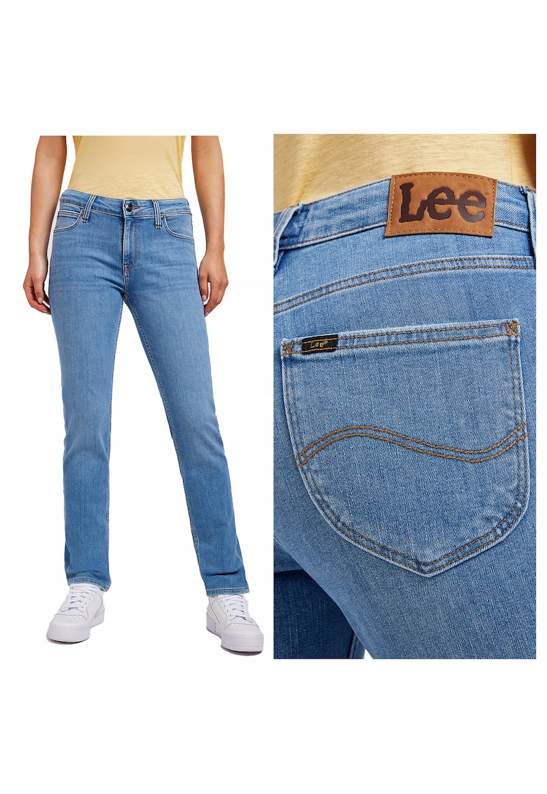 Blugi Dama - Elly - Skinny Fit - Talie Medie - 5 Buzunare - Fermoar - Lungi - Bumbac - Albastru - Albastru