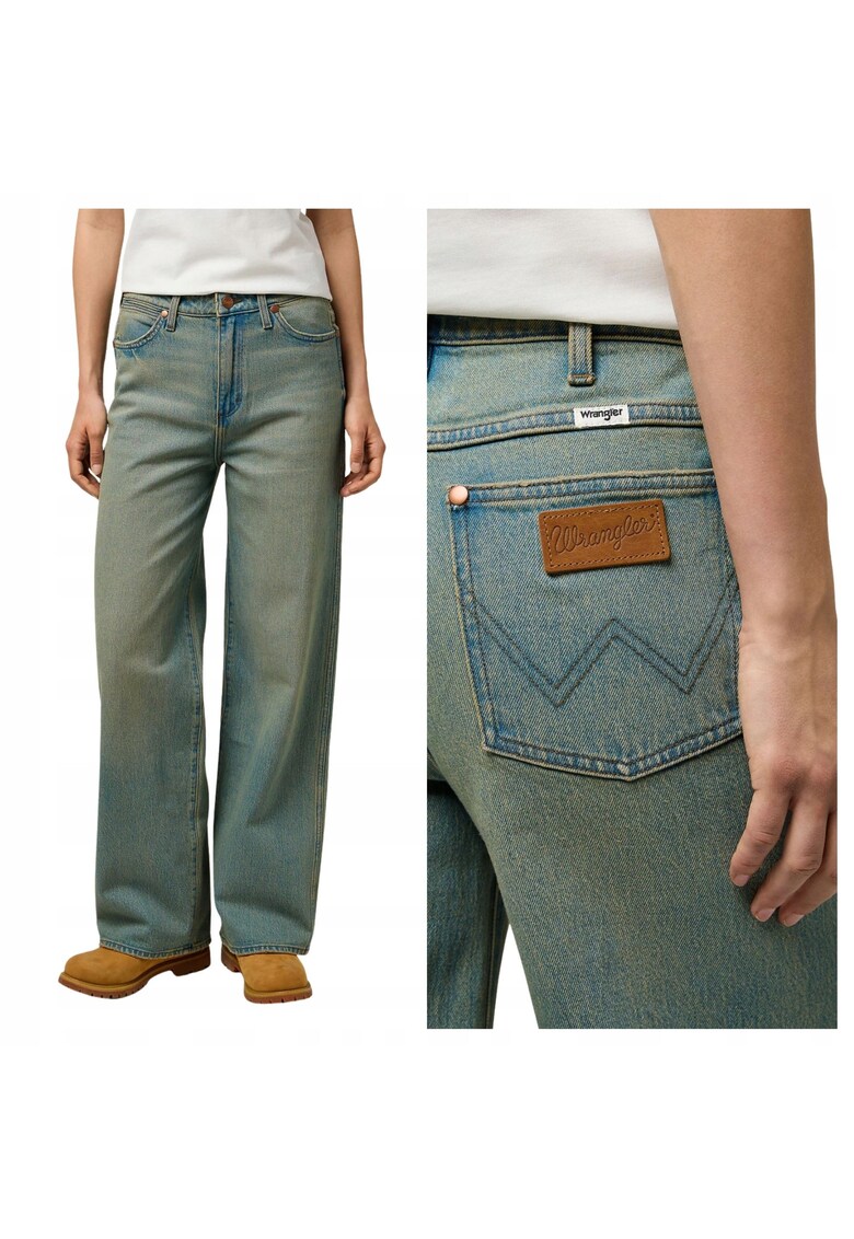 Blugi Dama - Loose Straight - Straight Fit - Talie Medie - 5 Buzunare - Fermoar - Lungi - Bumbac - Albastru - Albastru