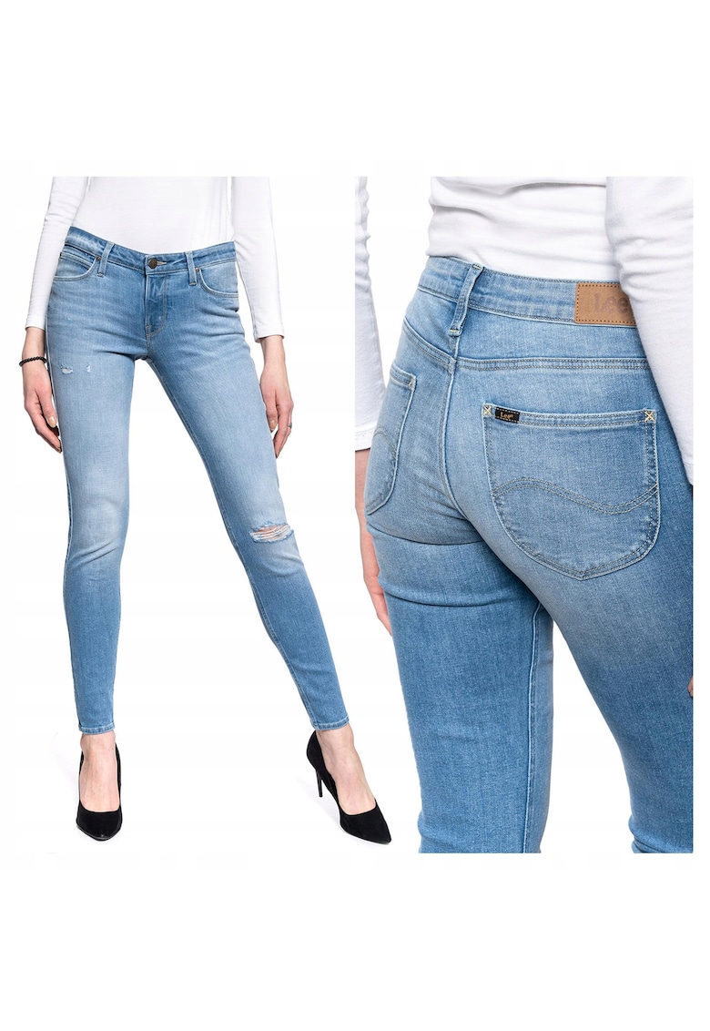 Blugi Dama - Scarlett - Skinny Fit - Talie Medie - 5 Buzunare - Fermoar - Lungi - Bumbac - W28-L33 US - Albastru