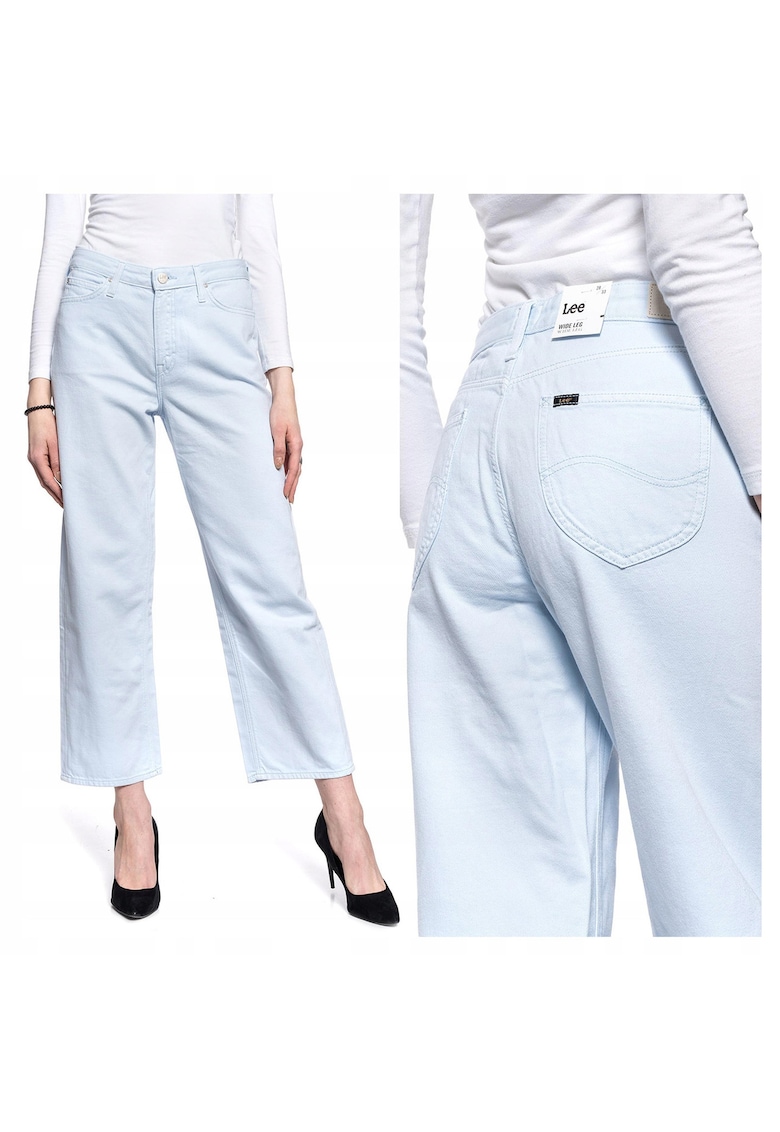 Blugi Dama - Wide Leg - Straight Fit - Talie Inalta - 5 Buzunare - Lungi - Fermoar - Bumbac - W28-L33 US - Albastru