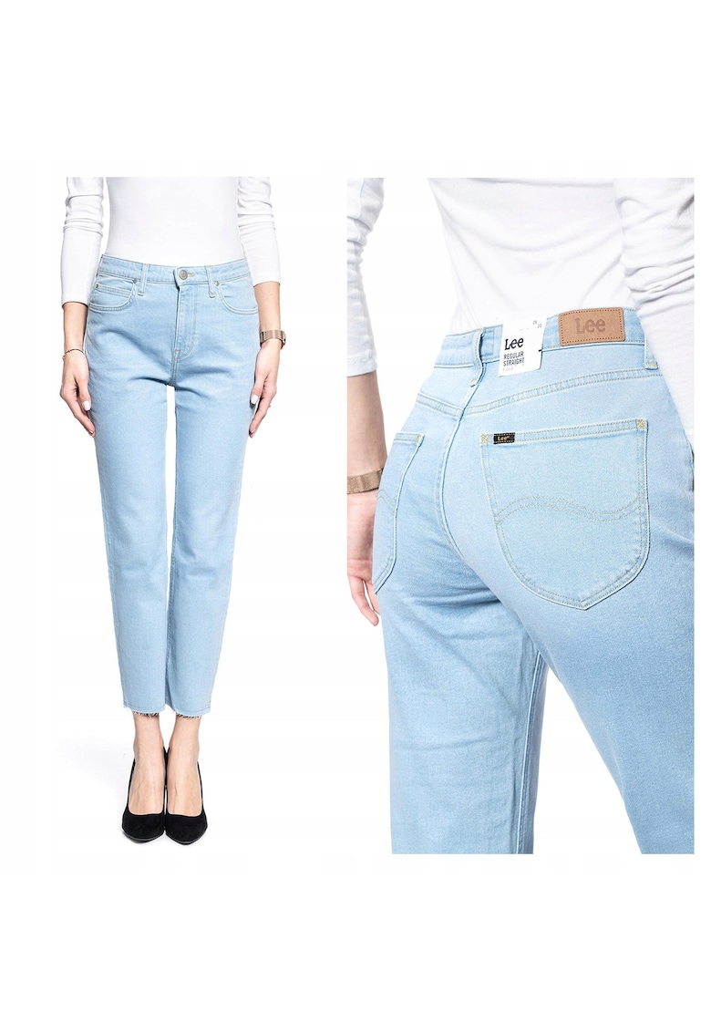 Blugi Dama - Carol - Straight Fit - Talie Inalta - 5 Buzunare - Lungi - Fermoar - Bumbac - W28-L33 US - Albastru