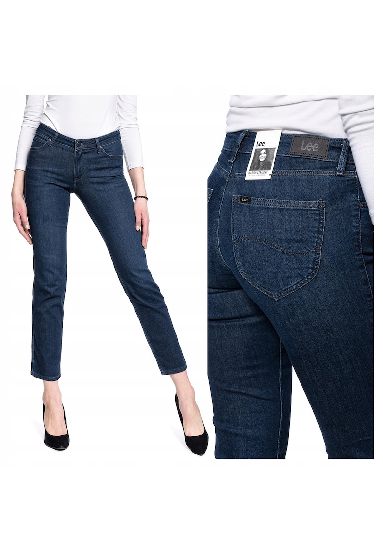 Blugi Dama - Marion Straight - Straight Fit - Talie Medie - 5 Buzunare - Lungi - Fermoar - Bumbac - W28-L33 US - Albastru