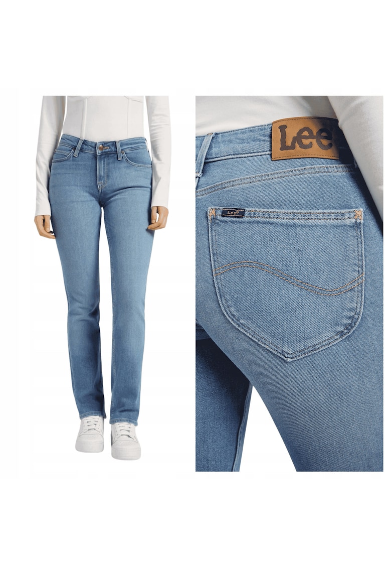 Blugi Dama - Marion - Straight Fit - Talie Inalta - 5 Buzunare - Fermoar - Lungi - Bumbac - Albastru - Albastru