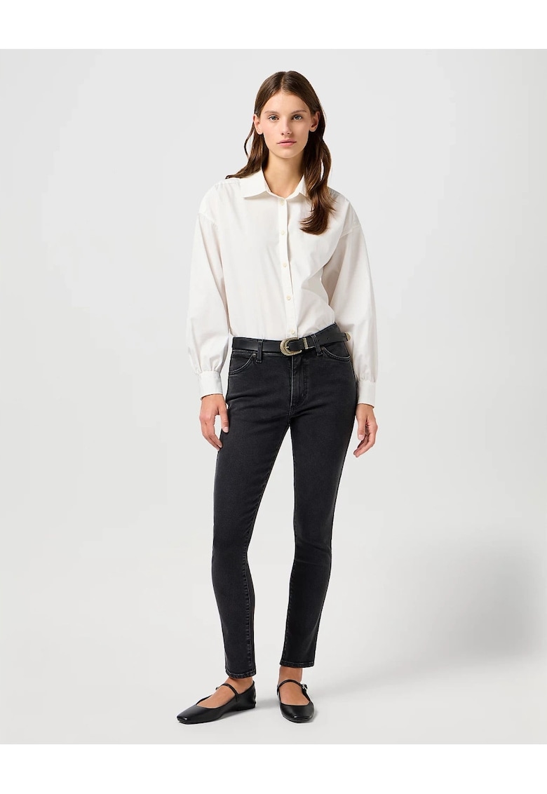 Дамски дънки - Sienna - Slim Fit - Средна талия - Дълги - С цип - 5 джоба - Памук - Черен - Черен