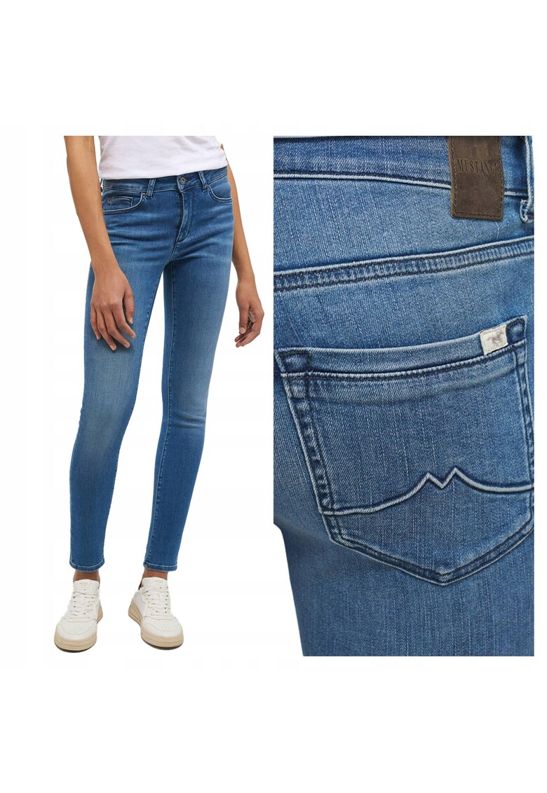 Blugi Dama - Jeans Shelby Skinny - Skinny Fit - Talie Medie - 5 Buzunare - Fermoar - Lungi - Bumbac - Albastru - Albastru