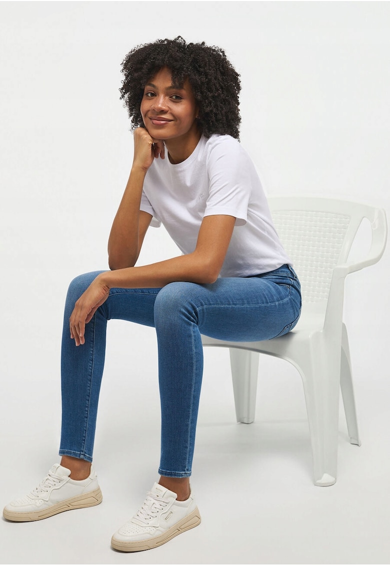 Blugi Dama - Jeans Shelby Skinny - Skinny Fit - Talie Medie - 5 Buzunare - Fermoar - Lungi - Bumbac - Albastru - Albastru