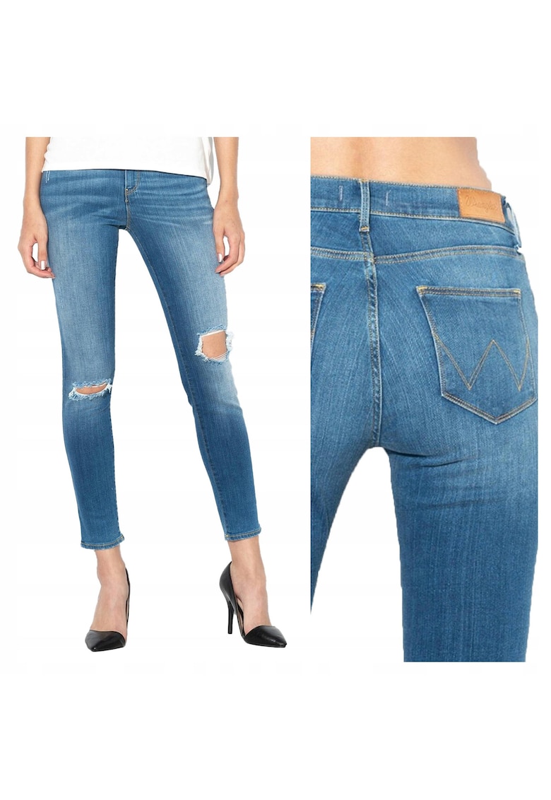 Blugi Dama - High Skinny - Slim Fit - Talie Inalta - 5 Buzunare - Lungi - Fermoar - Bumbac - W28-L32 US - Albastru