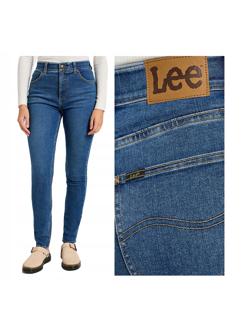 Blugi Dama - ULC Skinny - Skinny Fit - Talie Inalta - 5 Buzunare - Fermoar - Lungi - Bumbac - Albastru - Albastru