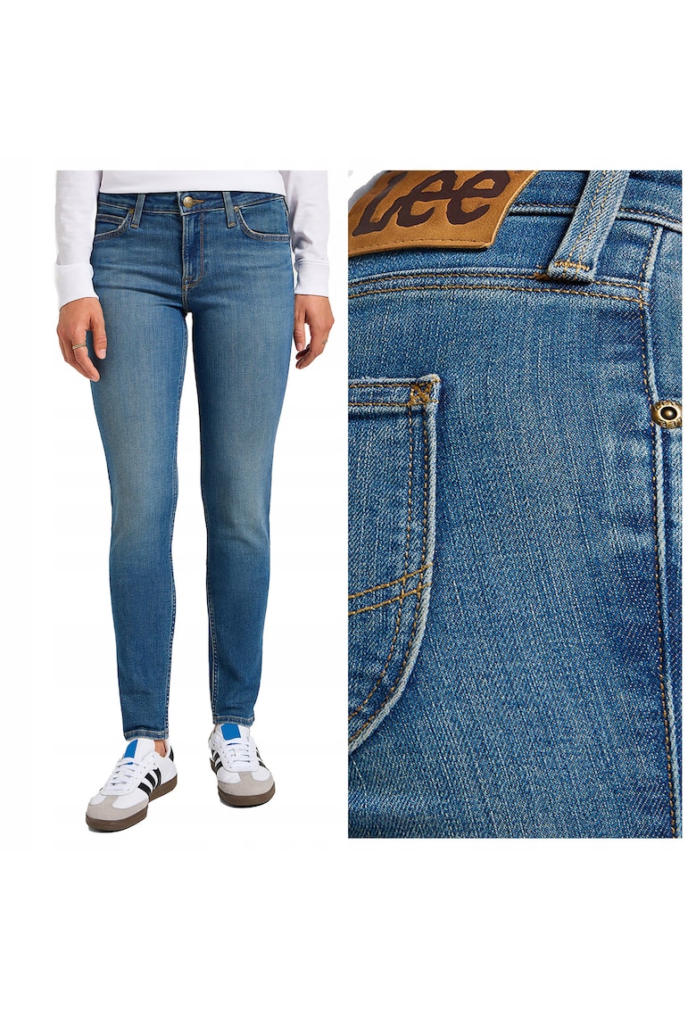 Blugi Dama - Scarlett - Straight Fit - Talie Medie - 5 Buzunare - Fermoar - Lungi - Bumbac - Albastru - Albastru