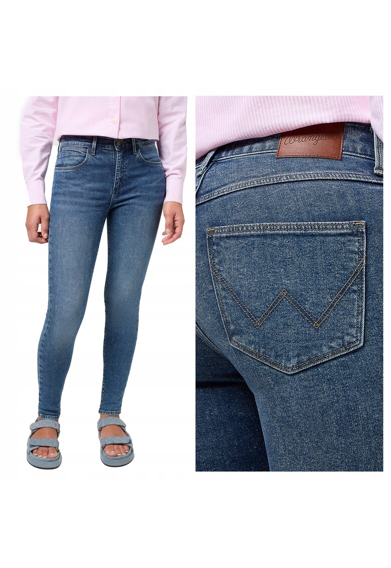 Blugi Dama - High Skinny - Skinny Fit - Talie Medie - 5 Buzunare - Fermoar - Lungi - Bumbac - W27-L32 US - Albastru