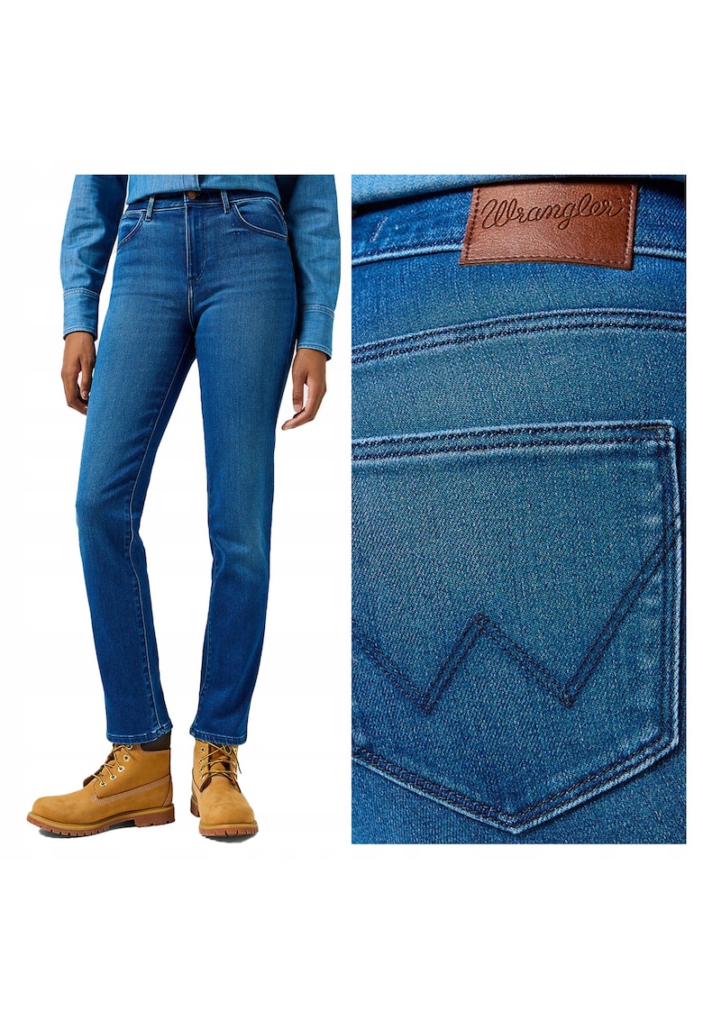 Blugi Dama - Straight - Straight Fit - Talie Inalta - 5 Buzunare - Fermoar - Lungi - Bumbac - W27-L32 US - Albastru