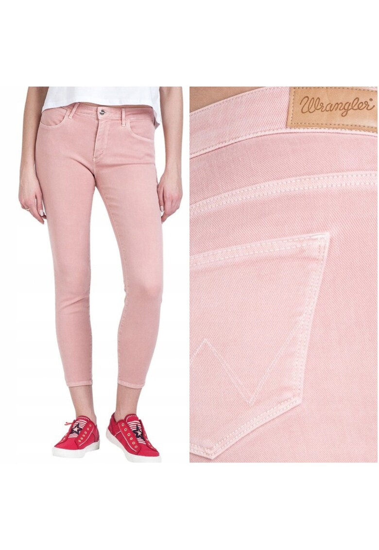 Blugi Dama - Skinny Crop - Skinny Fit - Talie Medie - 5 Buzunare - Fermoar - Lungi - Bumbac - W28-L32 US - Roz