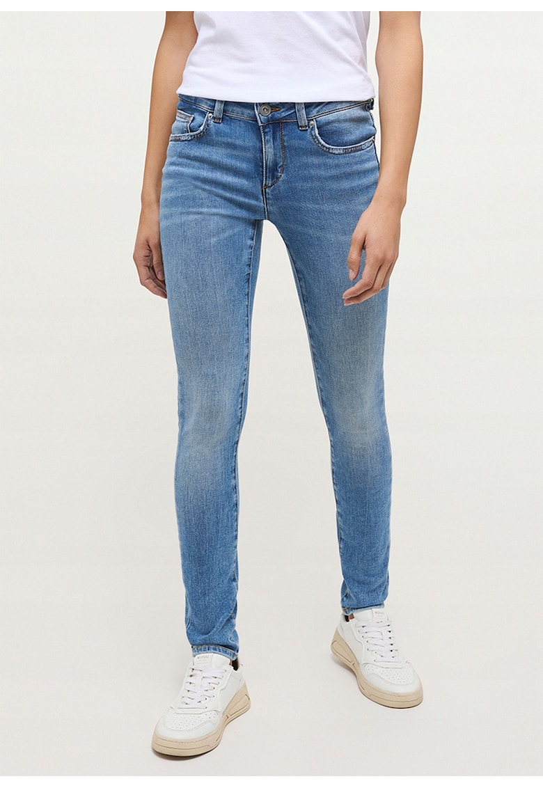 Blugi Dama - Quincy Skinny - Slim Fit - Talie Joasa - 5 Buzunare - Fermoar - Lungi - Bumbac - W32-L32 US - Albastru