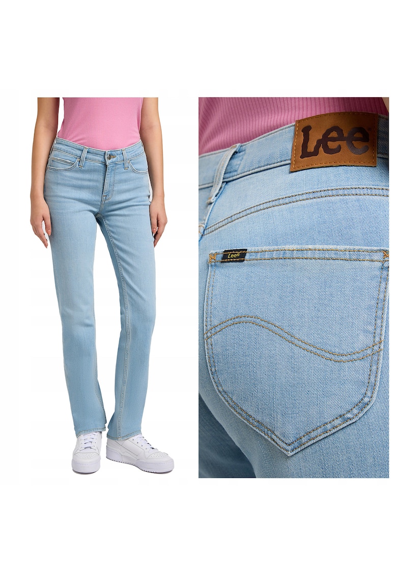 Blugi Dama - Straight Fit - Talie Medie - 5 Buzunare - Fermoar - Lungi - Bumbac - Albastru - Albastru