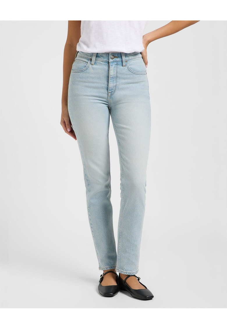 Blugi Dama - Carol - Straight Fit - Talie Inalta - 5 Buzunare - Fermoar - Lungi - Bumbac - W28-L33 US - Albastru