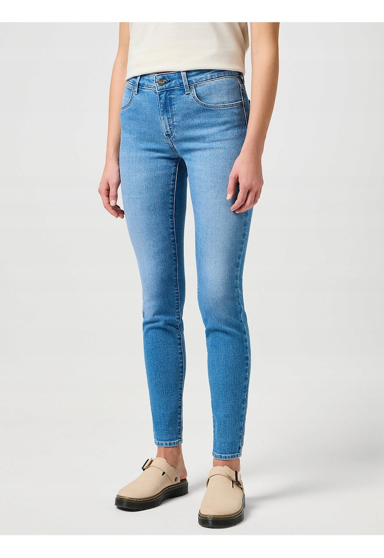 Blugi Dama - Skinny - Skinny Fit - Talie Medie - 5 Buzunare - Fermoar - Lungi - Bumbac - W27-L32 US - Albastru