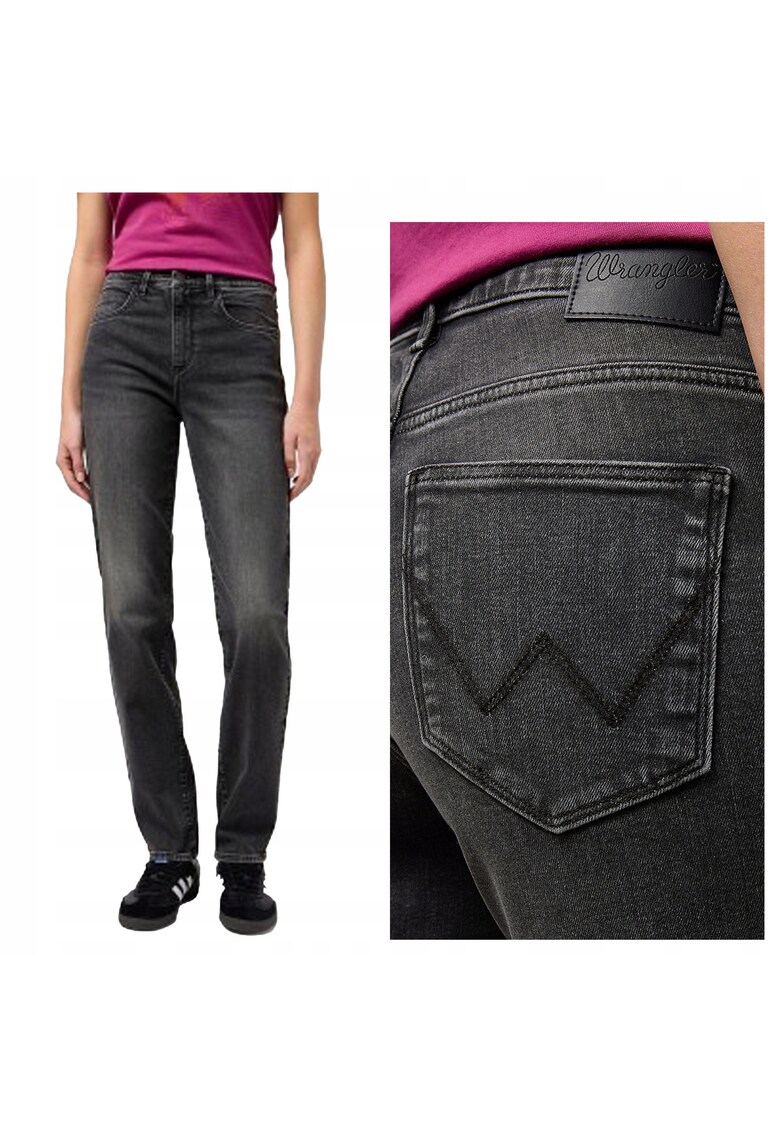 Blugi Dama - Straight - Straight Fit - Talie Medie - 5 Buzunare - Fermoar - Lungi - Bumbac - Negru - Negru