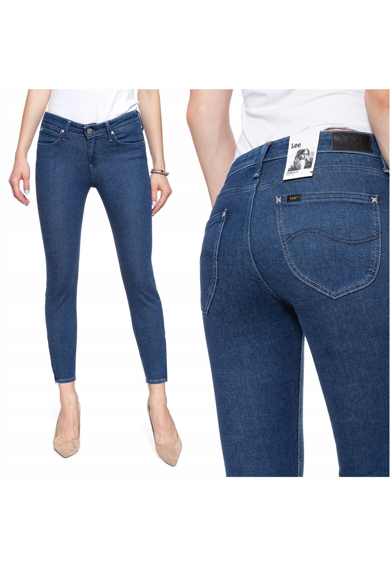 Blugi Dama - L30CROJJ - Skinny Fit - Talie Medie - 5 Buzunare - Fermoar - Lungi - Bumbac - W25-L33 US - Albastru