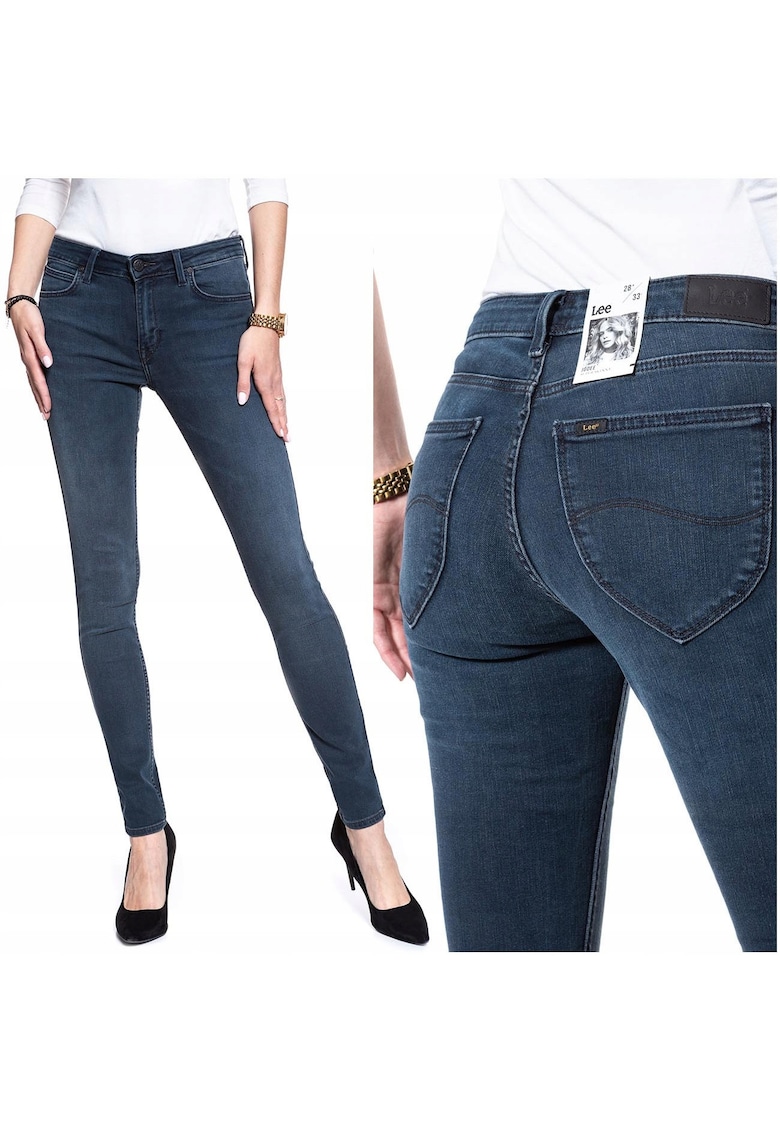 Blugi Dama - L529HABH - Skinny Fit - Talie Medie - 5 Buzunare - Fermoar - Lungi - Bumbac - W24-L31 US - Albastru