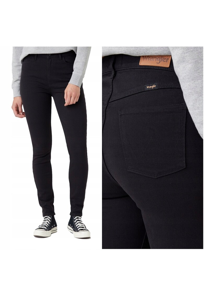 Blugi Dama - Skinny - Skinny Fit - Talie Medie - 5 Buzunare - Fermoar - Lungi - Bumbac - W38-L32 US - Negru