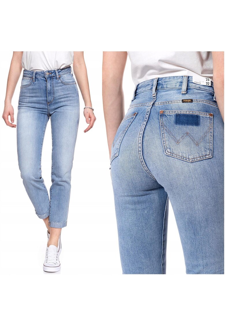 Blugi Dama - Retro - Skinny Fit - Talie Medie - 5 Buzunare - Fermoar - Lungi - Bumbac - W26-L32 US - Albastru