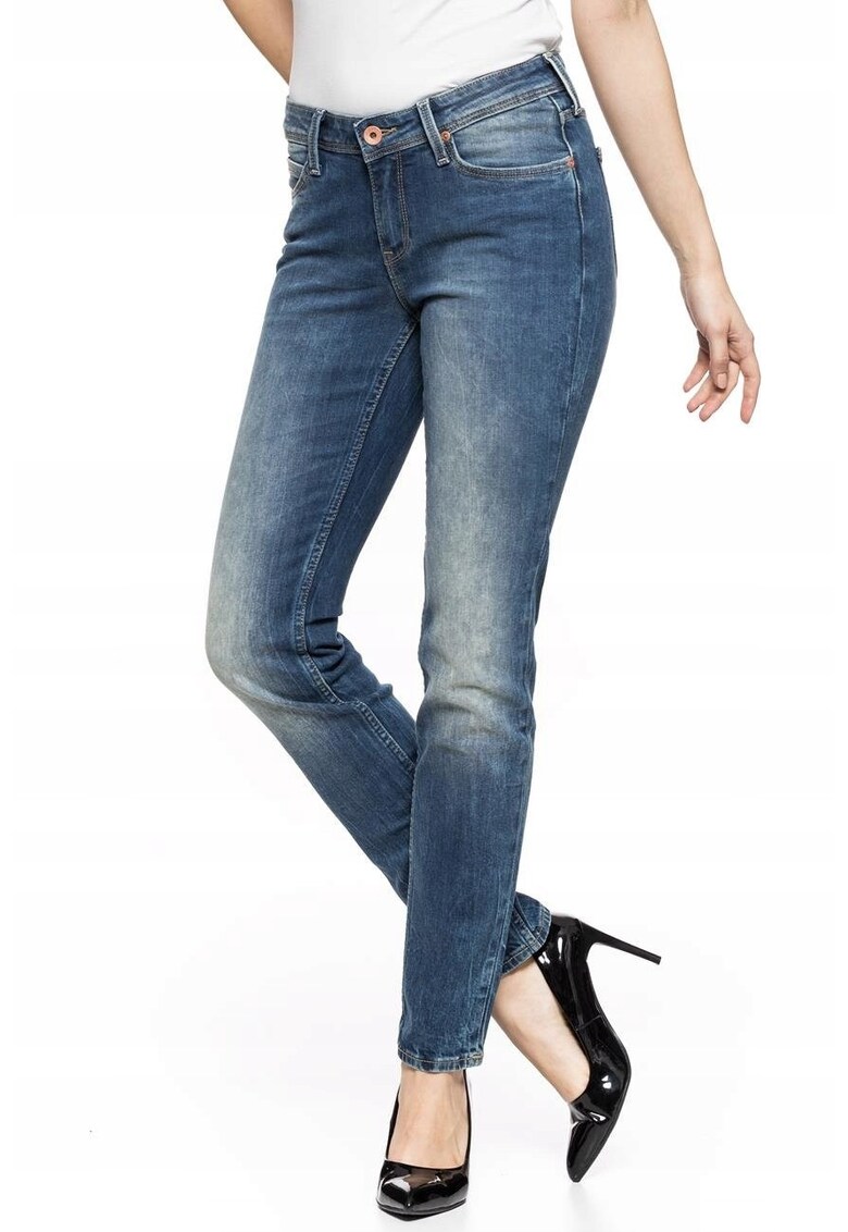 Blugi Dama - Emlyn - Straight Fit - Talie Medie - 5 Buzunare - Fermoar - Lungi - Bumbac - W24-L31 US - Albastru