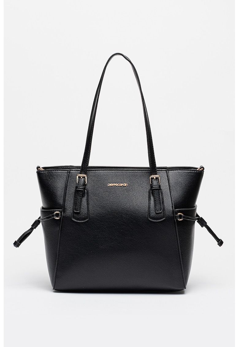 Geanta shopper cu buzunare laterale - Negru
