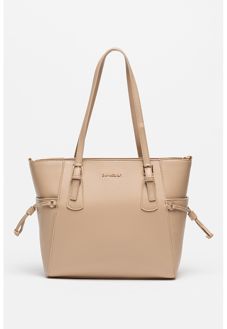 Geanta shopper cu buzunare laterale - Bej inchis