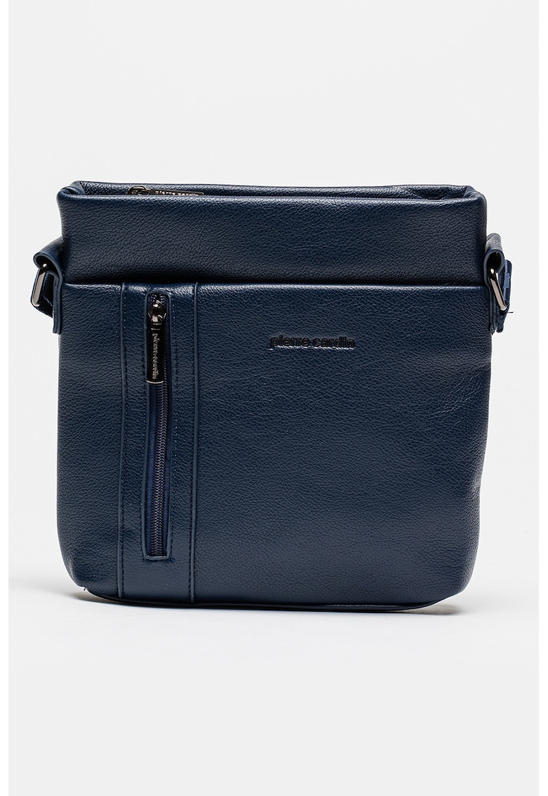 Geanta crossbody de piele ecologica cu logo - Bleumarin