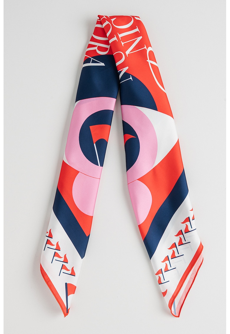 Esarfa cu imprimeu text - Rosu/Alb/Albastru