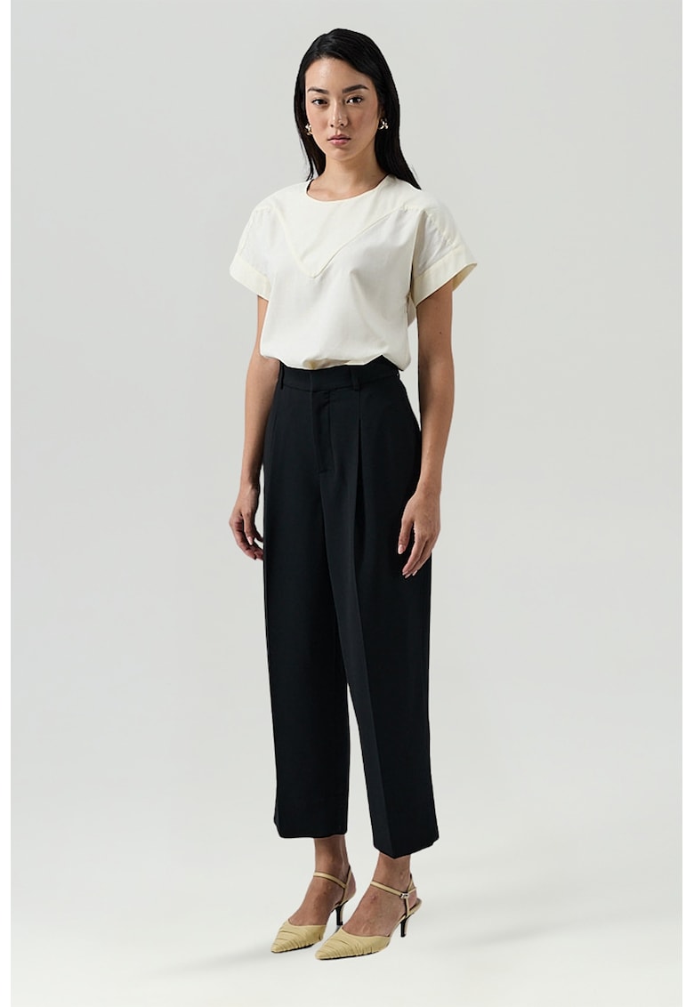 Pantaloni crop cu talie inalta Tresor - Negru