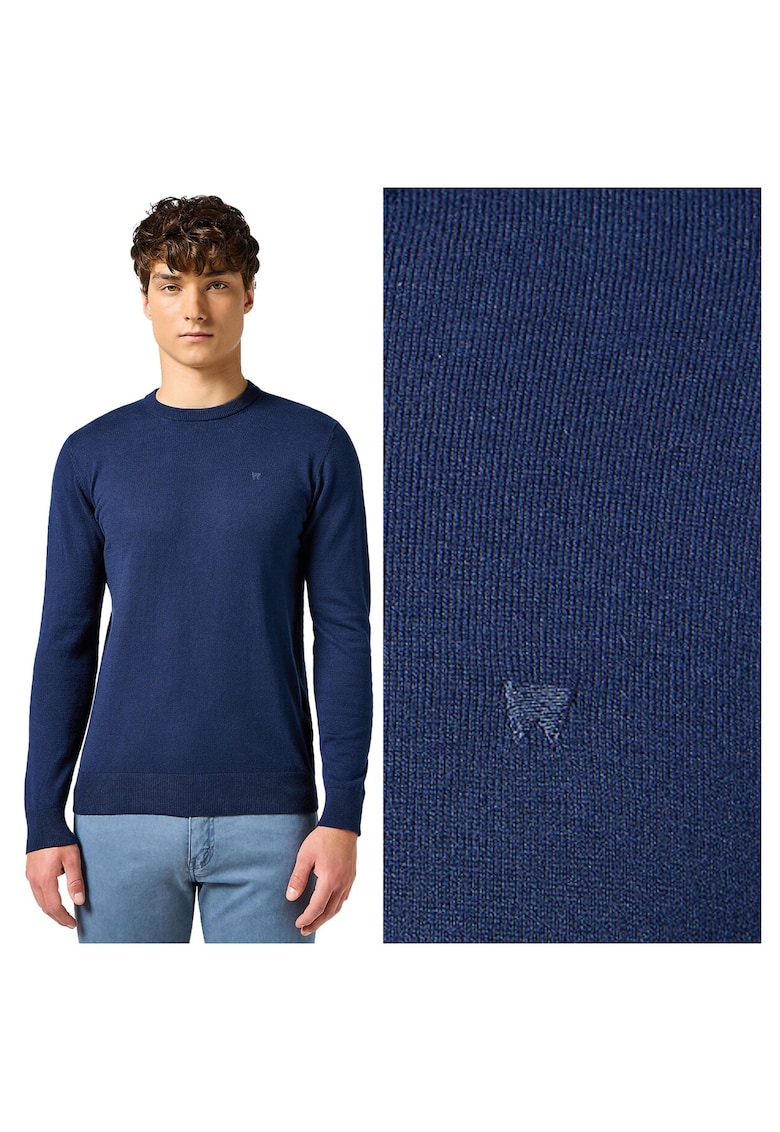 Pulover Barbati - Knit Sweater - Regular Fit - Fara Inchidere - Decolteu Rotund - Maneci Lungi - Fara Buzunare - Bumbac - 4XL INTL - Albastru
