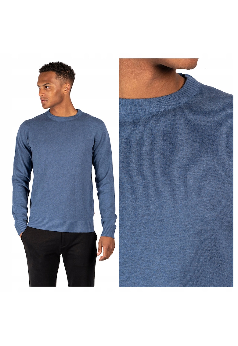Pulover Barbati - Dustin - Regular Fit - Fara Inchidere - Decolteu Rotund - Maneci Lungi - Fara Buzunare - Bumbac - 2XL INTL - Albastru