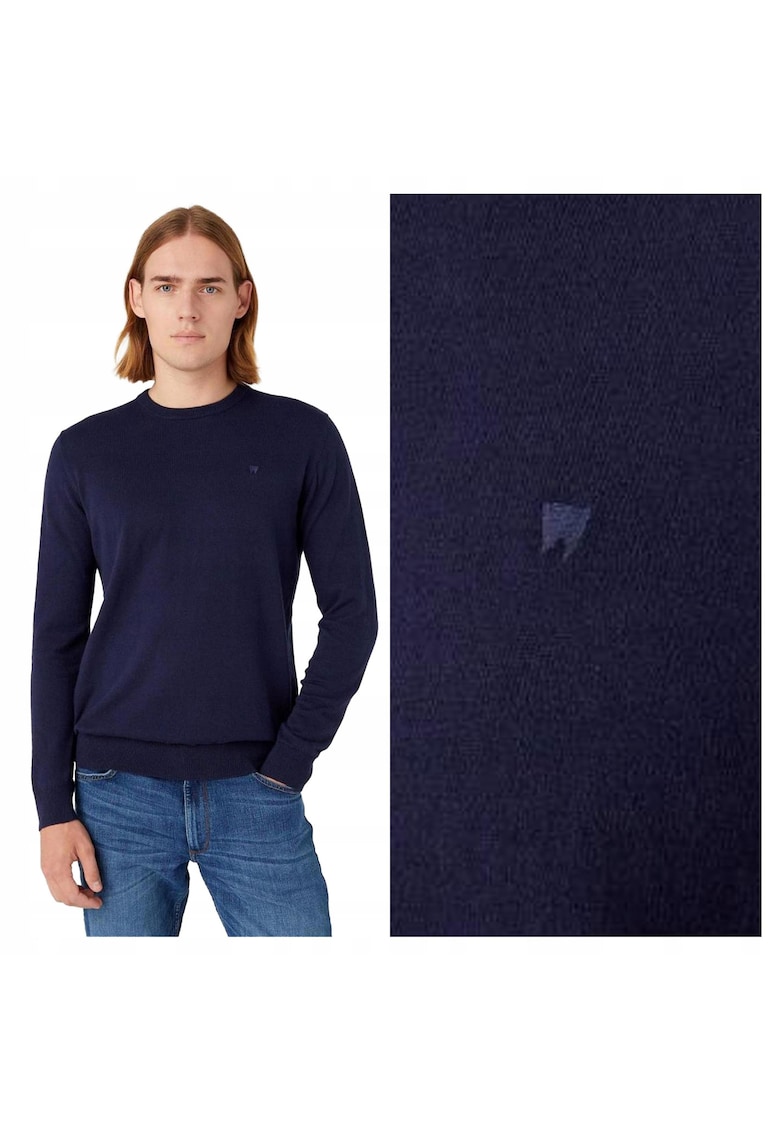 Pulover Barbati - Crewneck Knit - Regular Fit - Fara Inchidere - Decolteu Rotund - Maneci Lungi - Fara Buzunare - Bumbac - S INTL - Albastru