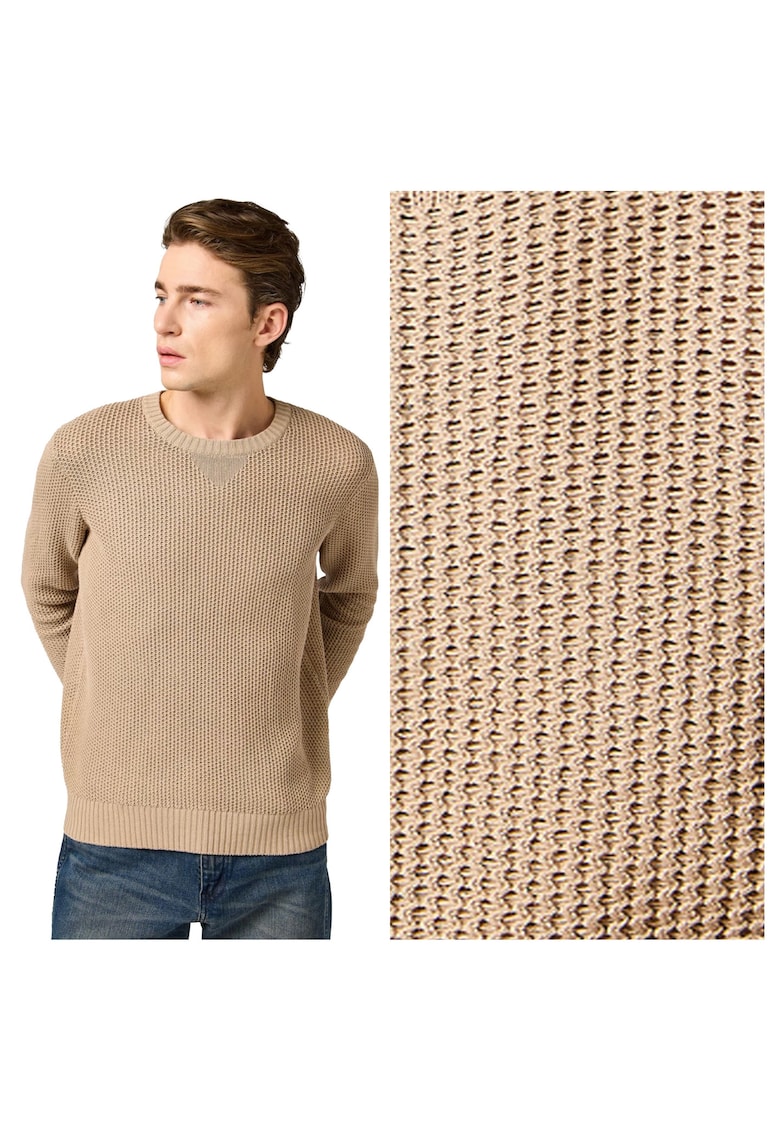 Pulover Barbati - Crewneck - Regular Fit - Fara Inchidere - Decolteu Rotund - Maneci Lungi - Fara Buzunare - Bumbac - S INTL - Bej