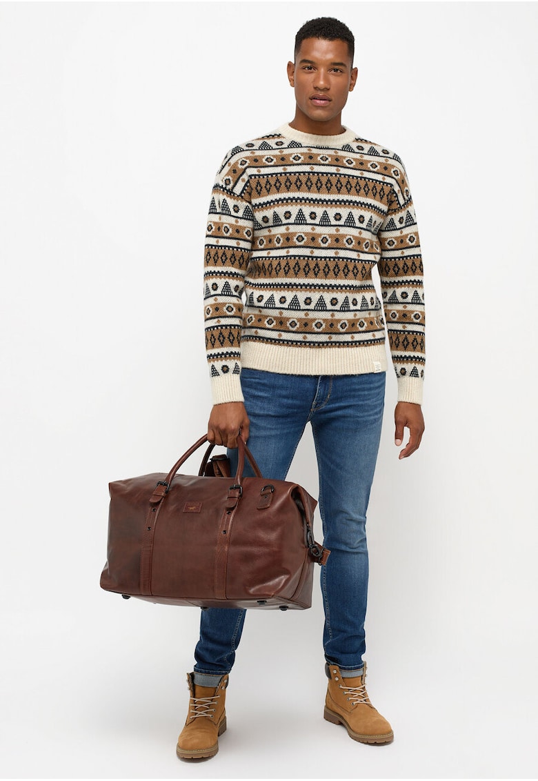 Pulover Barbati - Emil C Norway - Regular Fit - Fara Inchidere - Decolteu Rotund - Maneci Lungi - Fara Buzunare - Bumbac - 2XL INTL - Maro