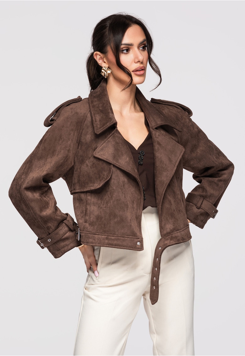 Jacheta de piele OW-JAFL-0112 - Maro