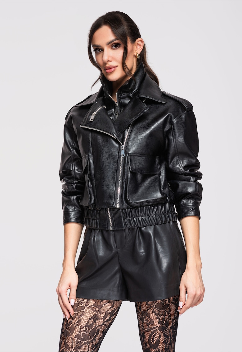 Jacheta de piele OW-JAFL-0128 - Negru