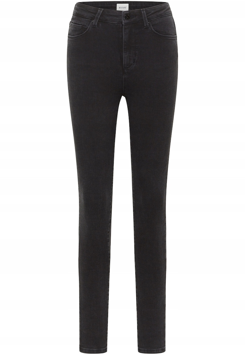 Blugi Dama - Georgia Super Skinny - Slim Fit - Talie Inalta - 5 Buzunare - Fermoar - Lungi - Bumbac - Negru - Negru