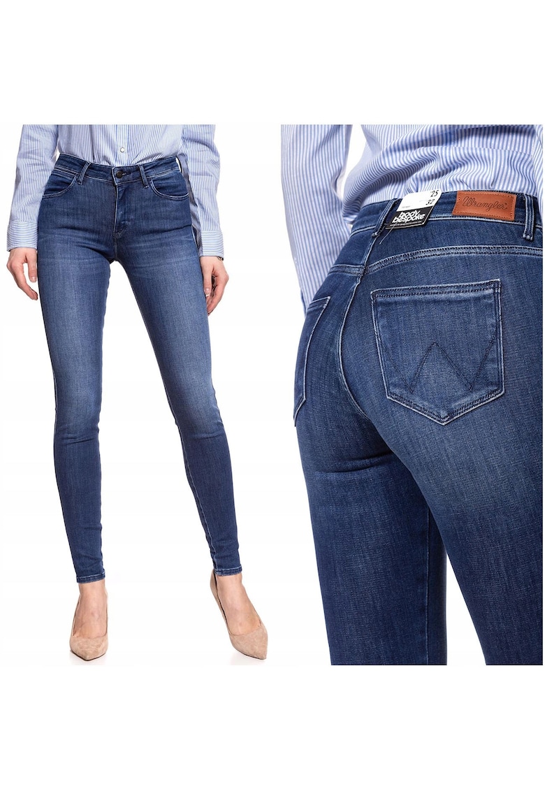 Blugi Dama - Skinny Soft Cloud - Slim Fit - Talie Medie - 5 Buzunare - Lungi - Fermoar - Bumbac - W24-L32 US - Albastru